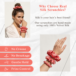 NOCHKA Strawberry Print of Silk Scrunchies – Ultra Thin, Skinny, Regular & Jumbo
