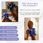 NOCHKA Purple Way Print of Silk Scrunchies – Ultra Thin, Skinny, Regular & Jumbo
