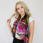 Wild Rose Mulbery Silk Square Scarf
