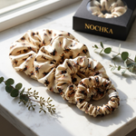 NOCHKA Bee's Print of Silk Scrunchies – Ultra Thin, Skinny, Regular & Jumbo
