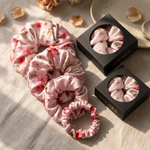 NOCHKA Cherry Blossom Print of Silk Scrunchies – Ultra Thin, Skinny, Regular & Jumbo
