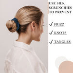 Deep Blue Skinny Scrunchie – 100% Pure Mulberry Silk, Perfect for All Hair Types
