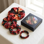 NOCHKA Rusty Rose Print of Silk Scrunchies – Ultra Thin, Skinny, Regular & Jumbo
