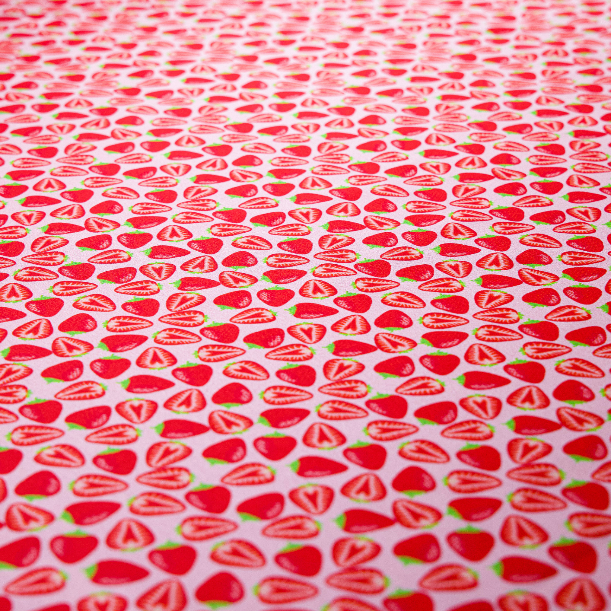 Strawberry Print 100% Pure Mulberry Silk Fabric 19mm 54" Width Pre-Cut Silk Fabric
