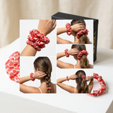 NOCHKA Strawberry Print of Silk Scrunchies – Ultra Thin, Skinny, Regular & Jumbo
