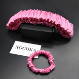 Pink Mulberry Silk Headband with 
Ultra Thin Scrunchie
