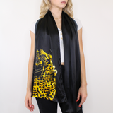 Midnight Leopard Mulbery Silk Rectangle Scarf
