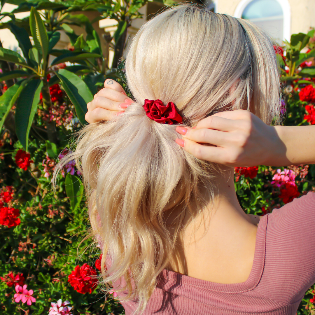 Black Air Force Red Set of Skinny Scrunchies
