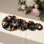 NOCHKA Wild Rose Print of Silk Scrunchies – Ultra Thin, Skinny, Regular & Jumbo
