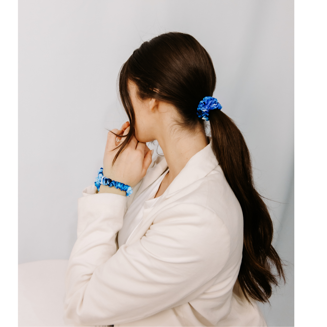 Ultra Skinny Scrunchies - Blue Tie Dye
