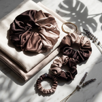 NOCHKA Brown Gradient Print of Silk Scrunchies – Ultra Thin, Skinny, Regular & Jumbo
