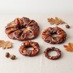 NOCHKA Fall Theme Print of Silk Scrunchies – Ultra Thin, Skinny, Regular & Jumbo
