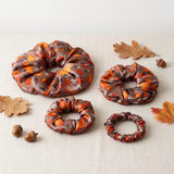 NOCHKA Fall Theme Print of Silk Scrunchies – Ultra Thin, Skinny, Regular & Jumbo
