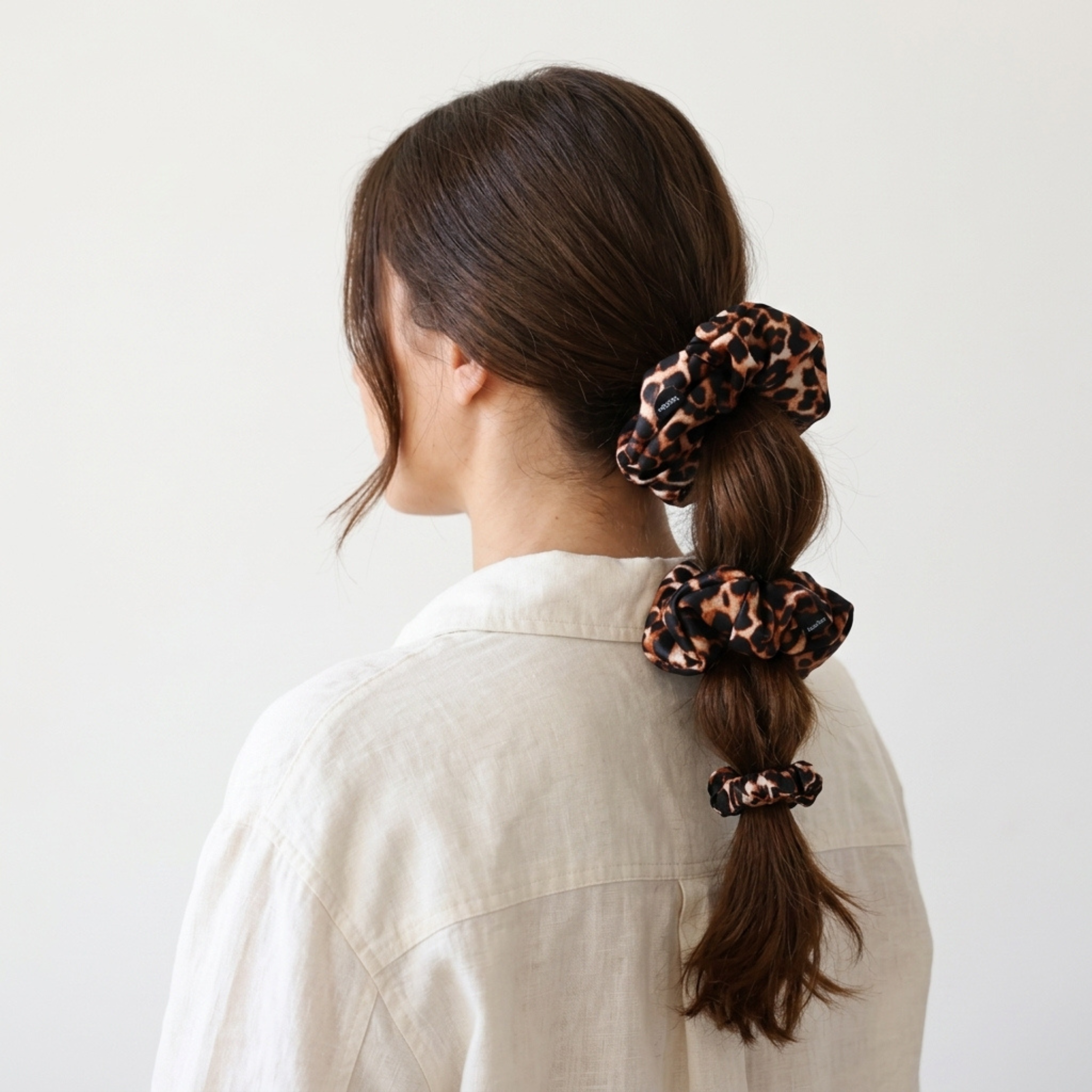 NOCHKA Leopard Print of Silk Scrunchies – Ultra Thin, Skinny, Regular & Jumbo
