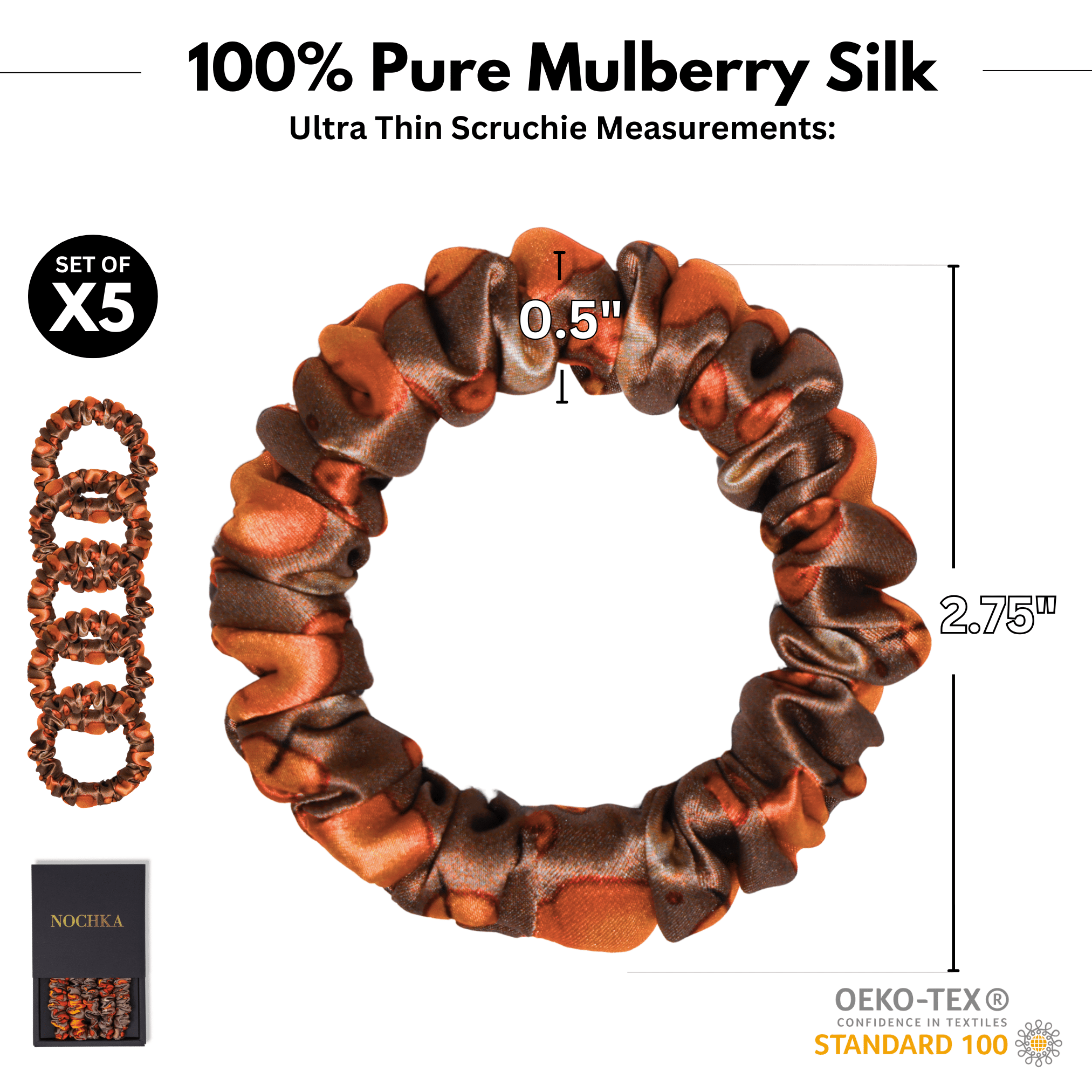 Acorn Ultra - Skinny Silk Scrunchies (Set of 5) - NOCHKA
