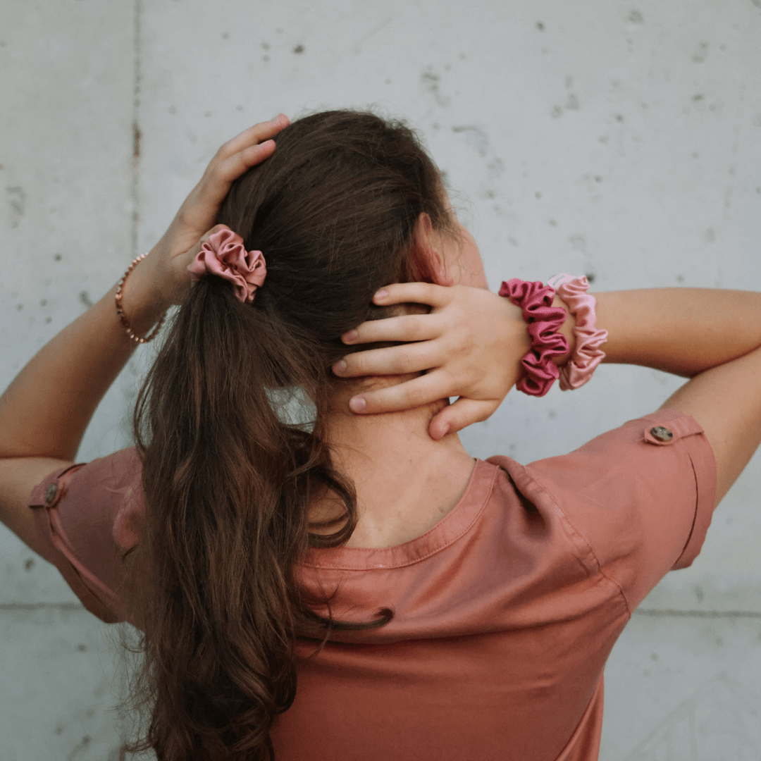 Adobe Rose Shades of 3 Skinny Mulberry Silk Scrunchies | 100% Silk - NOCHKA
