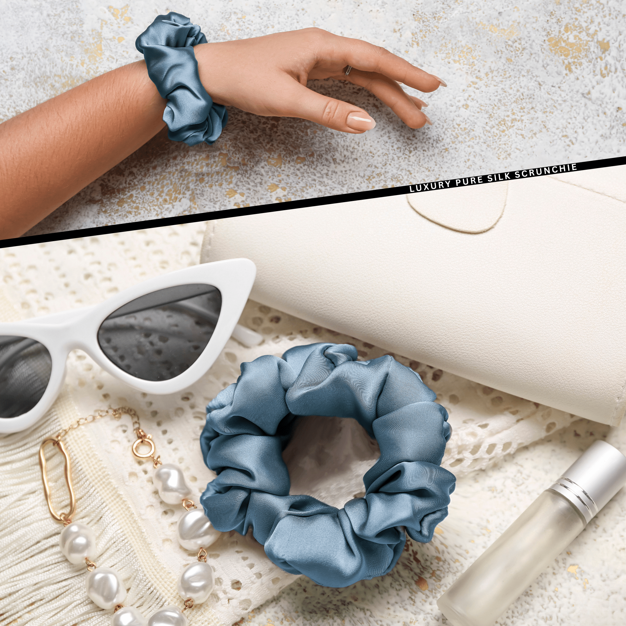 Air Force Skinny Scrunchie – 100% Pure Mulberry Silk, Perfect for All Hair Types - NOCHKA
