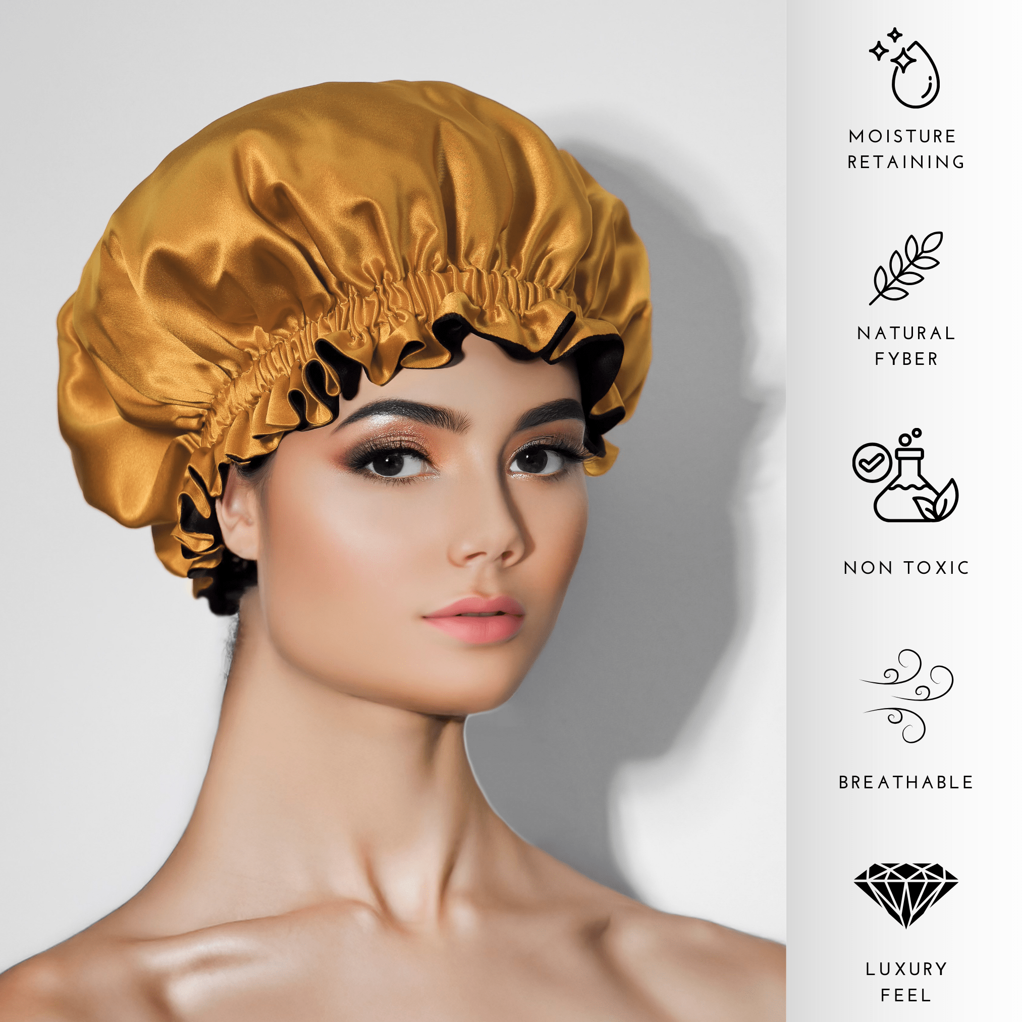 Autumn Blaze & Black Pure Mulberry Silk Bonnet – Reversible & Durable - NOCHKA
