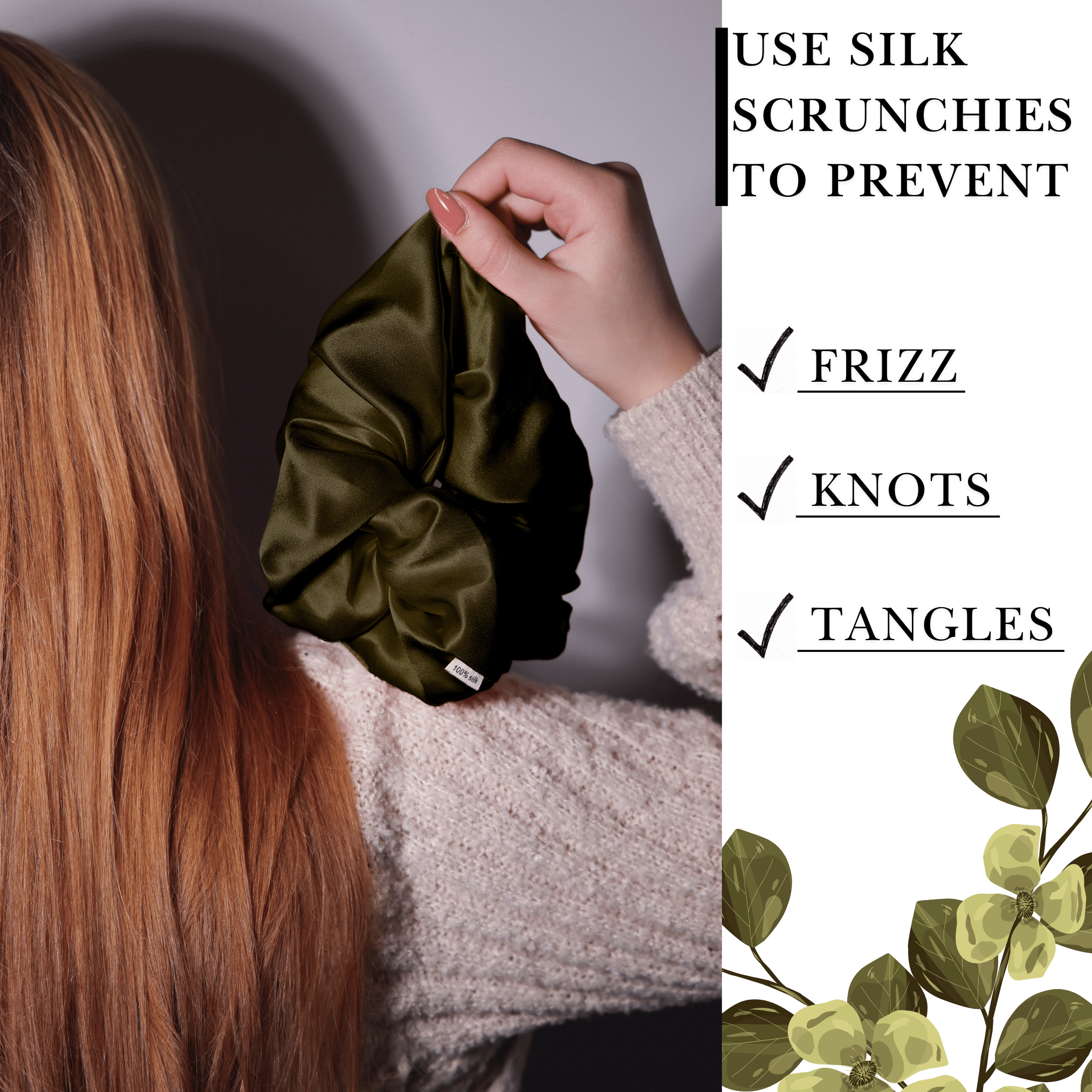 Avocado Jumbo Scrunchie – 100% Pure Mulberry Silk, Perfect for All Hair Types - NOCHKA
