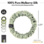 Avocado Shades Ultra - Skinny Silk Scrunchies (Set of 5) - NOCHKA
