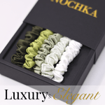 Avocado Shades Ultra - Skinny Silk Scrunchies (Set of 5) - NOCHKA
