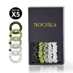 Avocado Shades Ultra - Skinny Silk Scrunchies (Set of 5) - NOCHKA
