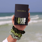 Avocado Shades Ultra - Skinny Silk Scrunchies (Set of 5) - NOCHKA
