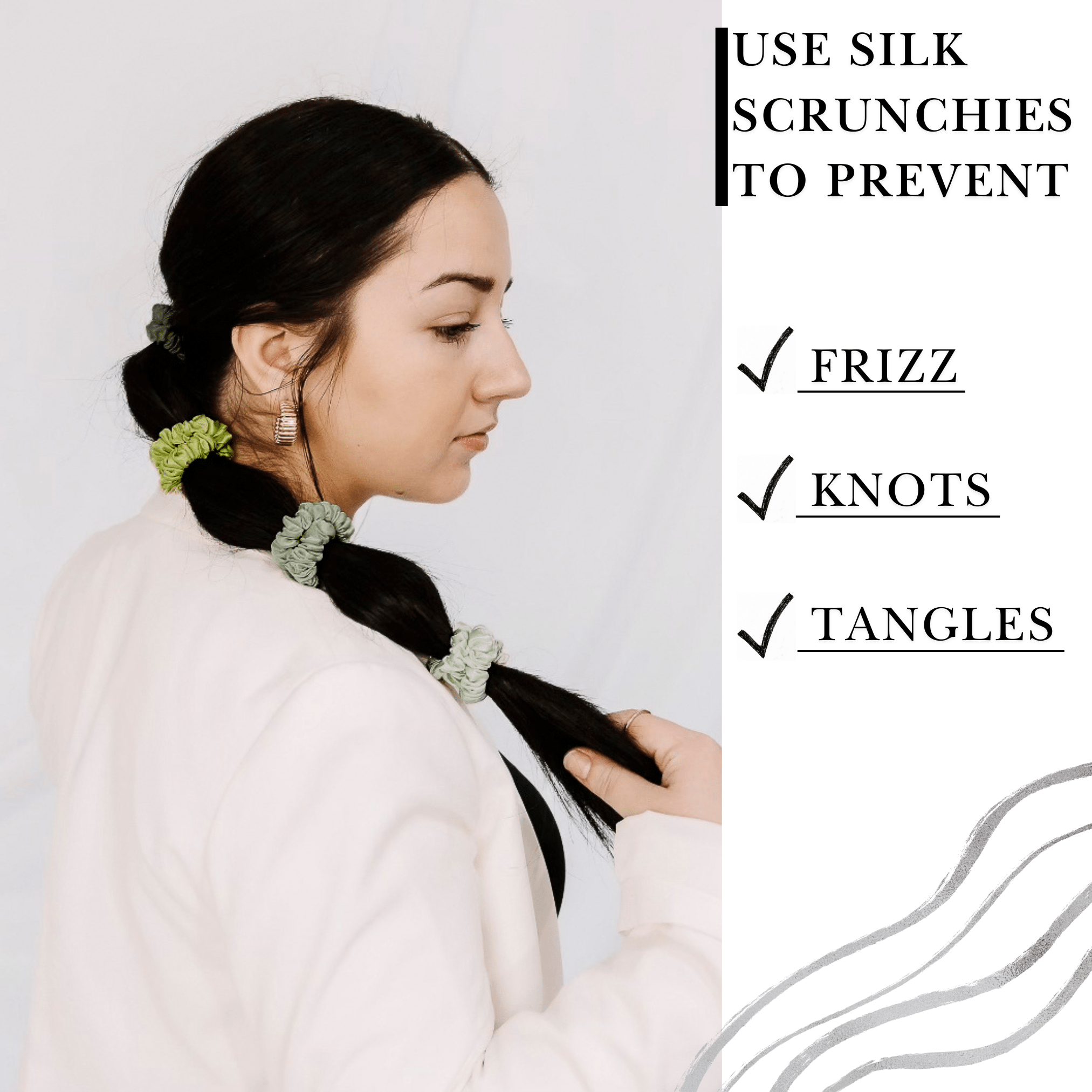 Avocado Shades Ultra - Skinny Silk Scrunchies (Set of 5) - NOCHKA

