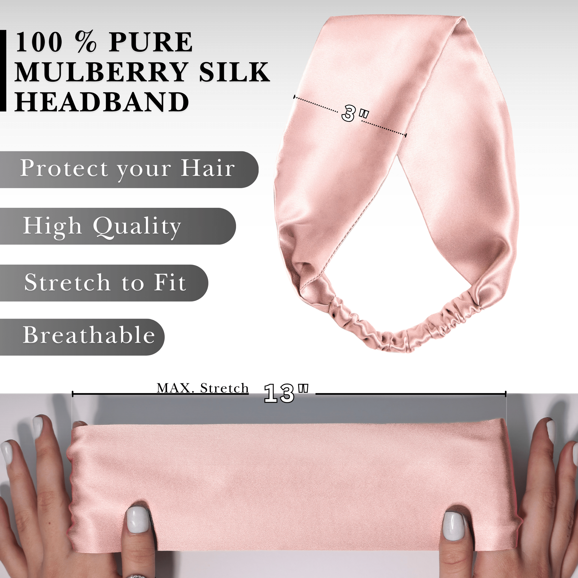 Baby Pink Pure Silk Headband - NOCHKA
