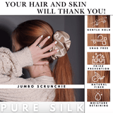 Beige Jumbo Scrunchie – 100% Pure Mulberry Silk, Perfect for All Hair Types - NOCHKA
