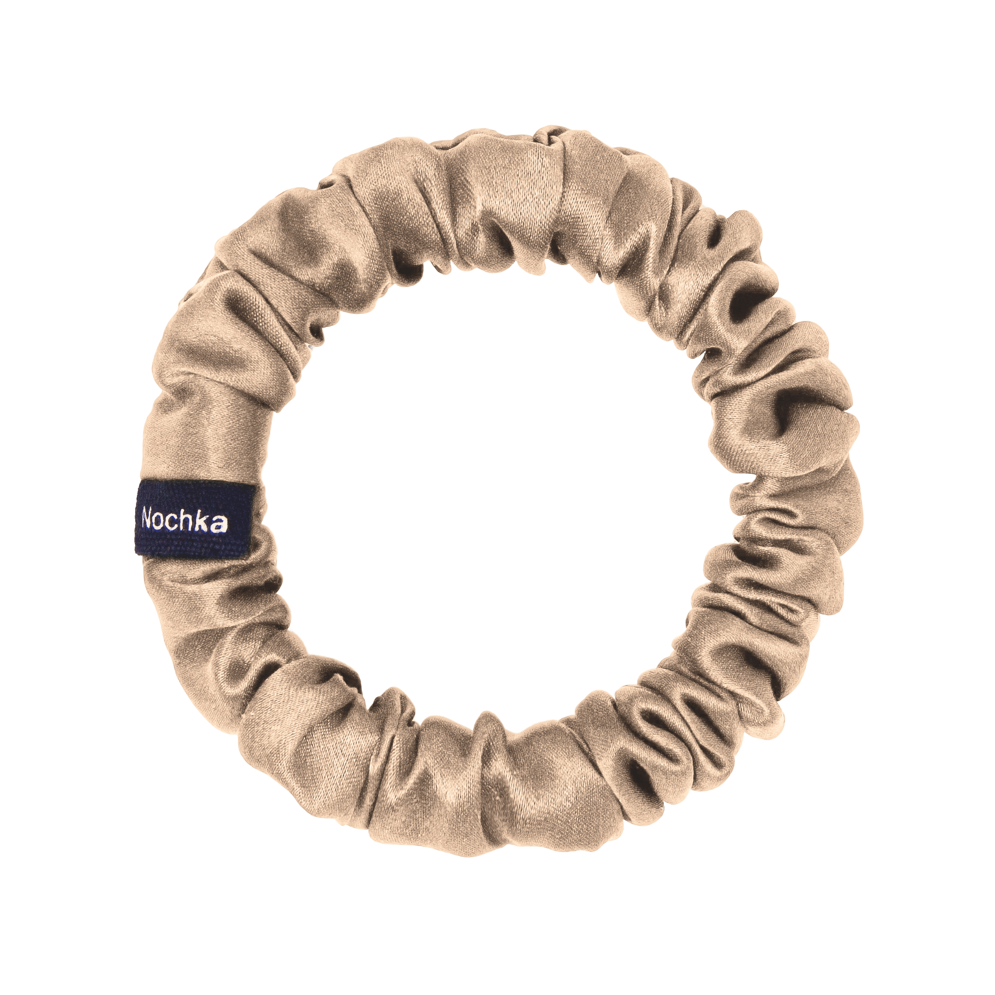 Beige Ultra Skinny Scrunchie – 100% Pure Mulberry Silk, Perfect for All Hair Types - NOCHKA
