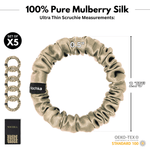 Beige Ultra - Skinny Silk Scrunchies (Set of 5) - NOCHKA
