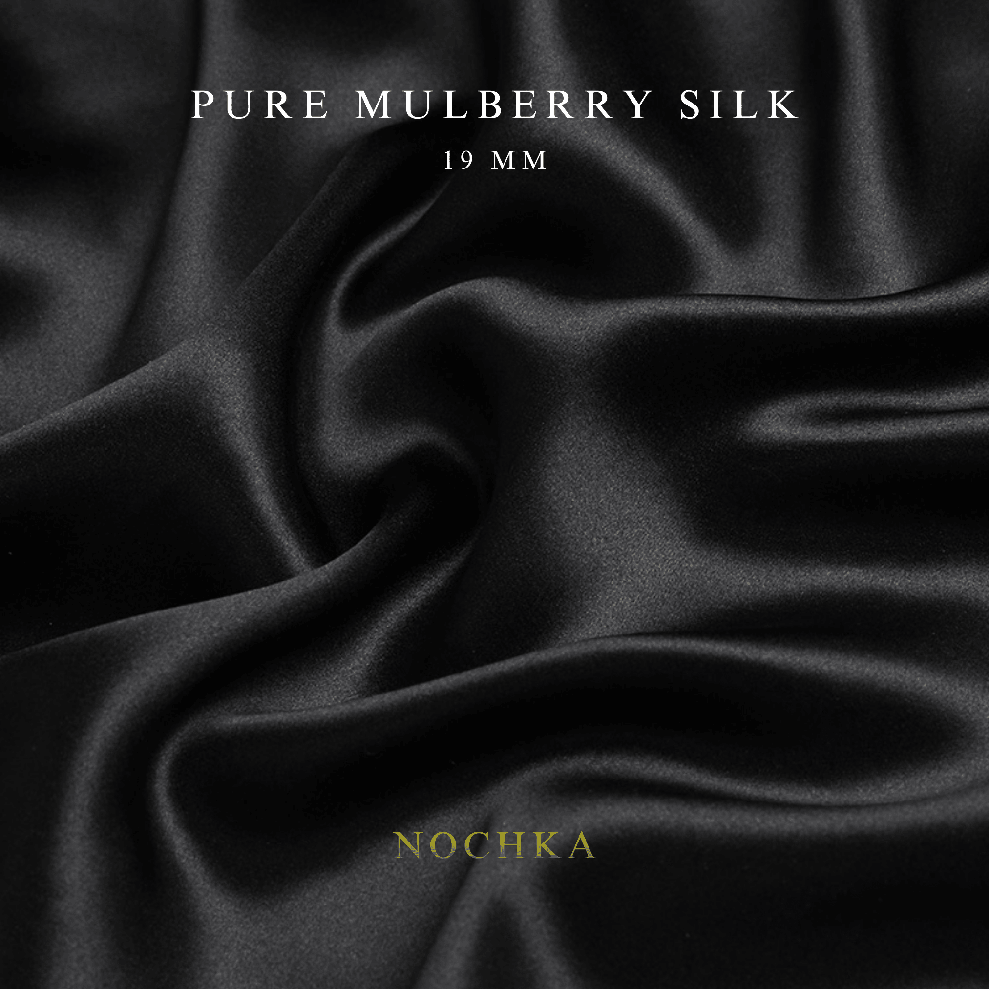 Black 100% Pure Mulberry Silk Fabric 19mm Cut - to - Size Silk Fabric - NOCHKA
