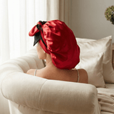 Black and Red Reversible Bonnet with Ties - NOCHKA
