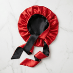 Black and Red Reversible Bonnet with Ties - NOCHKA
