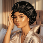 Black & Black Pure Mulberry Silk Bonnet – Reversible & Durable - NOCHKA

