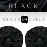 Black & Black Pure Mulberry Silk Bonnet – Reversible & Durable - NOCHKA
