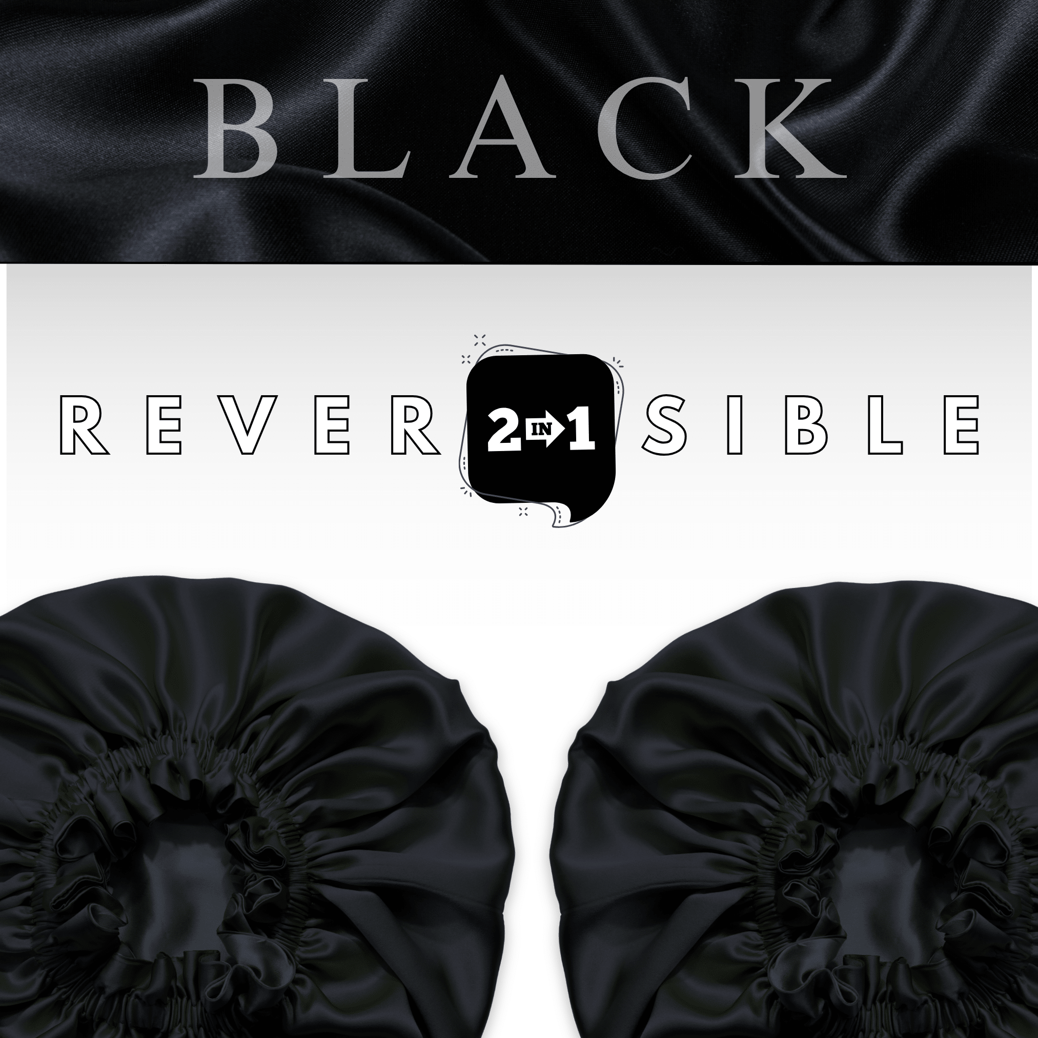 Black & Black Pure Mulberry Silk Bonnet – Reversible & Durable - NOCHKA
