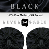 Black & Black Pure Mulberry Silk Bonnet – Reversible & Durable - NOCHKA
