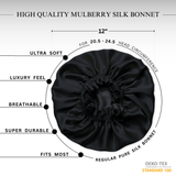 Black & Black Pure Mulberry Silk Bonnet – Reversible & Durable - NOCHKA

