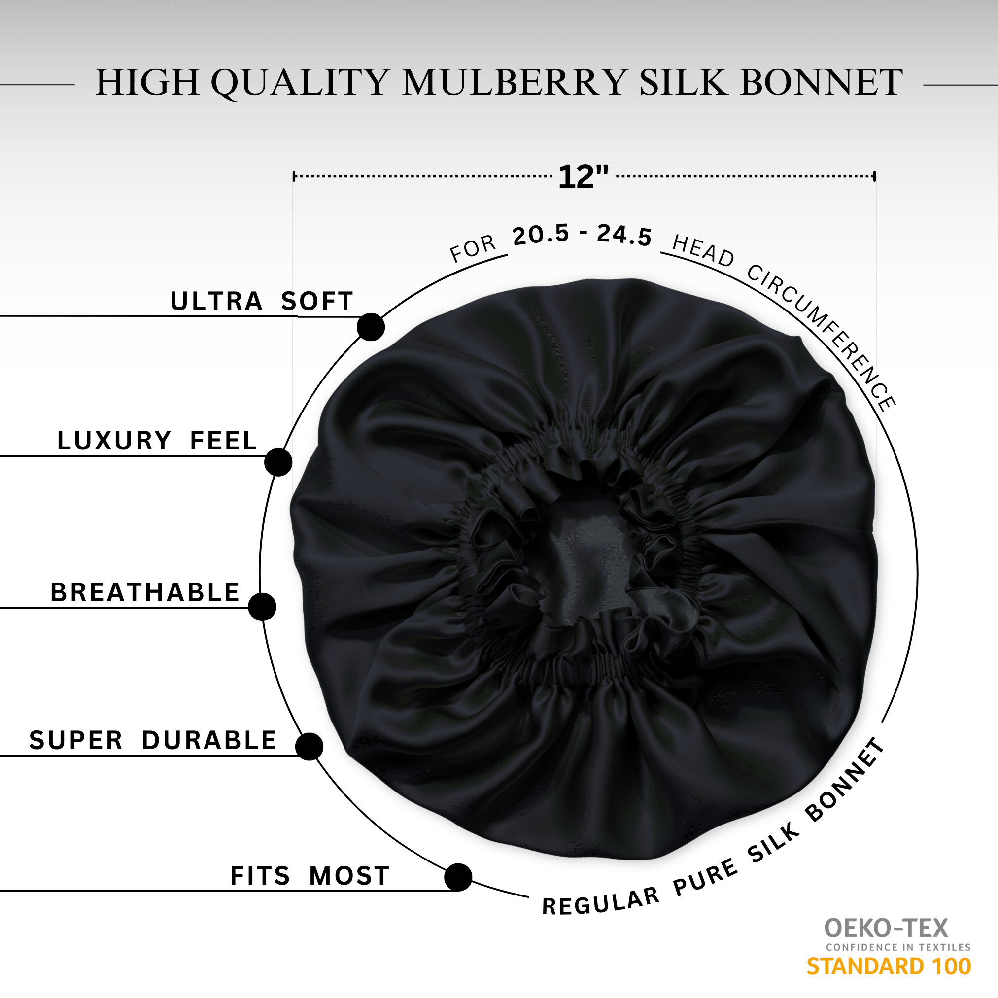 Black & Black Pure Mulberry Silk Bonnet – Reversible & Durable - NOCHKA
