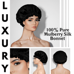 Black & Black Pure Mulberry Silk Bonnet – Reversible & Durable - NOCHKA
