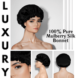 Black & Black Pure Mulberry Silk Bonnet – Reversible & Durable - NOCHKA
