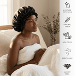 Black & Black Pure Mulberry Silk Bonnet – Reversible & Durable - NOCHKA
