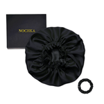 Black & Black Pure Mulberry Silk Bonnet – Reversible & Durable - NOCHKA
