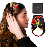 Black Floral Pure Silk Headband - NOCHKA
