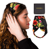 Black Floral Pure Silk Headband - NOCHKA
