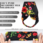 Black Floral Pure Silk Headband - NOCHKA
