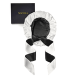 Black & Off - White Reversible Bonnet with Ties - NOCHKA
