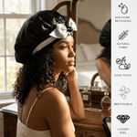 Black & Off - White Reversible Bonnet with Ties - NOCHKA
